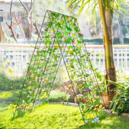 Costway 2-Piece Green Cucumber Garden Trellis A-Frame Grow Support For Climbing Plant - thumbnail 4