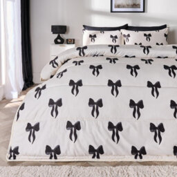 Ohs Bows 10.5 Tog Coverless Duvet With Pillowcase Bedding Set, Cream - Single - thumbnail 1
