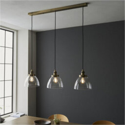 Loops Hanging Ceiling Pendant Light - Antique Brass Plate & Clear Glass - 3 X 10W Led E27 - thumbnail 3
