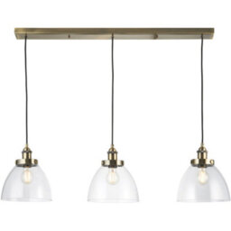 Loops Hanging Ceiling Pendant Light - Antique Brass Plate & Clear Glass - 3 X 10W Led E27 - thumbnail 1