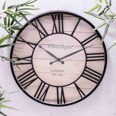 Annibells Black & Wood Effect Roman Numeral Wall Clock (12968) - image 1