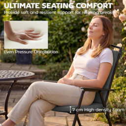 Outsunny 2Pcs Garden Chair Cushions, Waterproof Seat Pads, Dark Grey - thumbnail 4