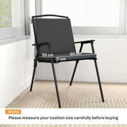 Outsunny 2Pcs Garden Chair Cushions, Waterproof Seat Pads, Dark Grey - thumbnail 3