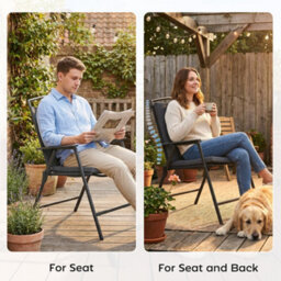 Outsunny 2Pcs Garden Chair Cushions, Waterproof Seat Pads, Dark Grey - thumbnail 8