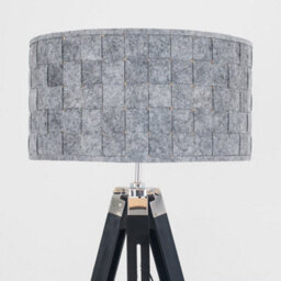 Valuelights Clipper Black Wood And Silver Chrome Tripod Floor Lamp With Grey Felt Weave Design Light Shade With Led Gls Bulb - thumbnail 3