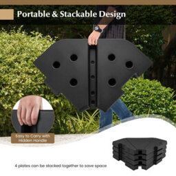 Costway 4-Piece Patio Umbrella Base 94 Kg Capacity Umbrella Stand Weighted Plate Set - thumbnail 9
