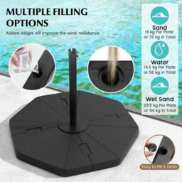Costway 4-Piece Patio Umbrella Base 94 Kg Capacity Umbrella Stand Weighted Plate Set - thumbnail 6