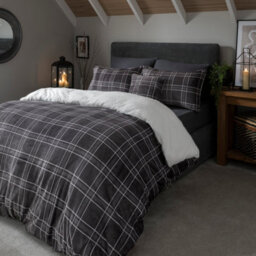 Smart Living Luxury Check Printed Flannel Fleece Duvet Cover With Pillowcases - thumbnail 2