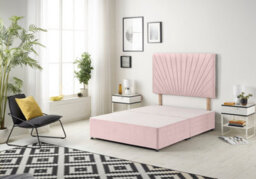 "Somnior Beds Platinum Divan Bed Base With 30"" Headboard - Plush Velvet, Pink, 4Ft Small Double"