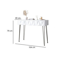 CARME Home Claudia White 3 Drawers Dressing Table With Black Hairpin Legs - thumbnail 3