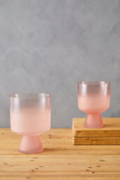 Orsina Small Matte Pink Ombre Glass Vase, Modern Two-Tonal Decorative Vase, Chic Flower Vase For Contemporary Homes - thumbnail 3
