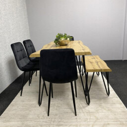 Kosy Koala Dining Table Set With 4 Black Velvet Chairs And Bench Modern Dining Room Furniture - thumbnail 2
