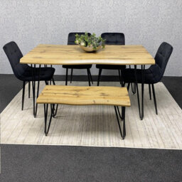 Kosy Koala Dining Table Set With 4 Black Velvet Chairs And Bench Modern Dining Room Furniture