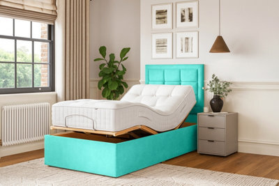 Grand Motion Smart Electric Adjustable Bed Set With Mattress And Headboard, Aqua