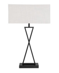 Lighting Supermarket Large X Modern Rectangle Statement Table Lamp With Ivory White Shade - Black - thumbnail 1