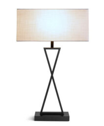 Lighting Supermarket Large X Modern Rectangle Statement Table Lamp With Ivory White Shade - Black - thumbnail 2