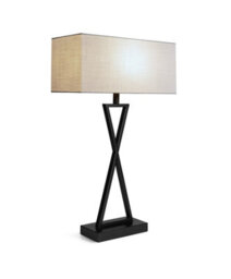 Lighting Supermarket Large X Modern Rectangle Statement Table Lamp With Ivory White Shade - Black - thumbnail 3