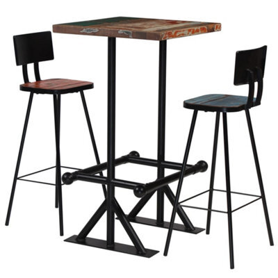 Walplus Bar Set 3 Piece Solid Reclaimed Wood Multicolour - image 1