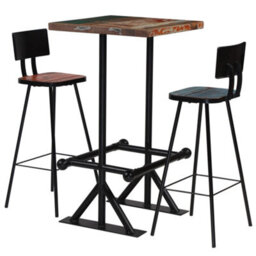Walplus Bar Set 3 Piece Solid Reclaimed Wood Multicolour