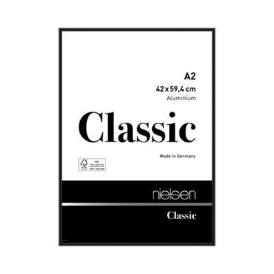 Nielsen Classic Polished Black Aluminium Picture Frame A2, 42X59.4Cm - With Float Glass And Push/turn Clips - image 1