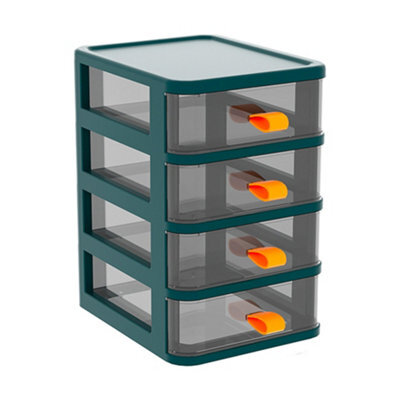 Darphe Dark Green 4-Drawer Transparent Stationery Cosmetic Storage Box - image 1