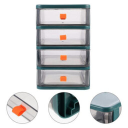 Darphe Dark Green 4-Drawer Transparent Stationery Cosmetic Storage Box - thumbnail 2