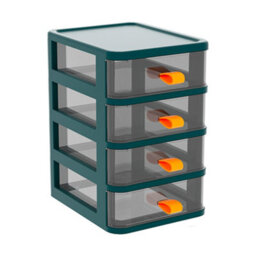 Darphe Dark Green 4-Drawer Transparent Stationery Cosmetic Storage Box - thumbnail 1