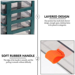 Darphe Dark Green 4-Drawer Transparent Stationery Cosmetic Storage Box - thumbnail 3