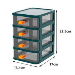 Darphe Dark Green 4-Drawer Transparent Stationery Cosmetic Storage Box - thumbnail 4