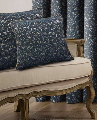 Intimates Elegant Piped Edge Polycotton Cushion, Zip Closure, Decorative Sofa And Bedroom Accessory - Blue