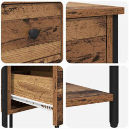 Walplus Bedside Cabinet Old Wood 32 X 42 X 70 Cm Engineered Wood - thumbnail 9