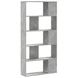Berkfield Bookcase 5-Tier Concrete Grey 80.5X23.5X162.5 Cm Engineered Wood - thumbnail 5
