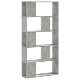 Berkfield Bookcase 5-Tier Concrete Grey 80.5X23.5X162.5 Cm Engineered Wood - thumbnail 2