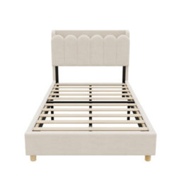 Modernluxe 3Ft Single Bed, 90 X 190 Cm, Upholstered Bed With Usb & Type-C Charging Ports And Reading Light, Velvet, Beige - thumbnail 9