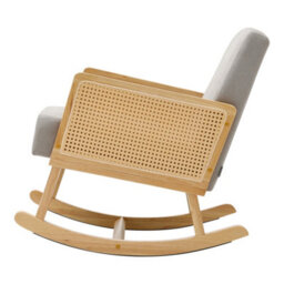 Darphe Linen Wooden Rocking Chair-Grey - thumbnail 3