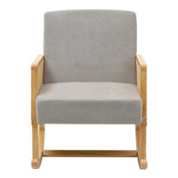 Darphe Linen Wooden Rocking Chair-Grey - thumbnail 2
