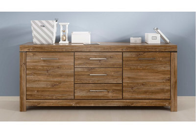 Impact Furniture Large Sideboard Dresser Wide Storage Cabinet Drawers 2M 200Cm Long Oak Effect Modern Farmhouse Gent - image 1