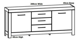 Impact Furniture Large Sideboard Dresser Wide Storage Cabinet Drawers 2M 200Cm Long Oak Effect Modern Farmhouse Gent - thumbnail 6