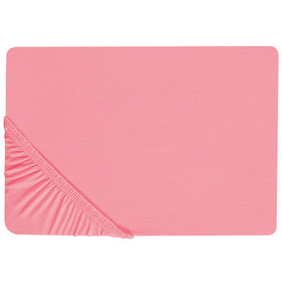 Beliani Fitted Sheet Janbu Cotton 200 X 200 Cm Coral - image 1