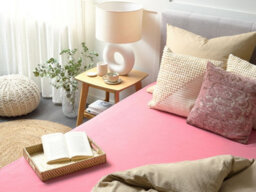 Beliani Fitted Sheet Janbu Cotton 200 X 200 Cm Coral - thumbnail 2