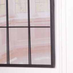 Black Metal Window Style Arch Wall Mirror - thumbnail 4
