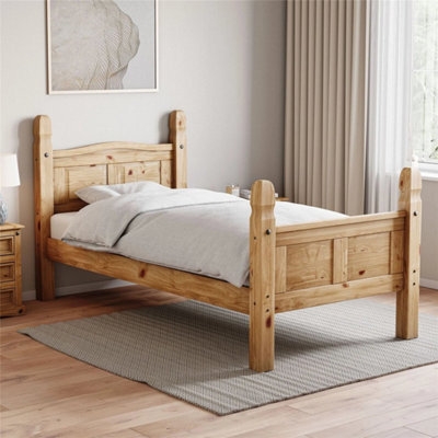 Single Bed High Foot End 3 Ft Solid Pine Wood Bedroom Furniture - image 1