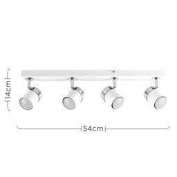 Valuelights Rosie Modern 4 Way Gloss White Straight Bar Ceiling Spotlight - thumbnail 7