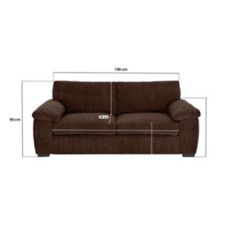 BlissFurniture Ltd Jumbo Cord Amalfi 3 Seater Sofa Stylish And Spacious Sofa For Modern Living Rooms Soft Cushions & Cozy Soft Cord Fabric In Brown - thumbnail 2