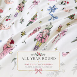 Lazzaro Christmas King Duvet Cover Set, Reversible Girl & Ribbon Print Bedding With Zipper Closure & Corner Ties - thumbnail 8