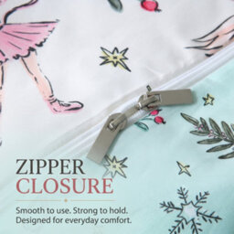 Lazzaro Christmas King Duvet Cover Set, Reversible Girl & Ribbon Print Bedding With Zipper Closure & Corner Ties - thumbnail 9