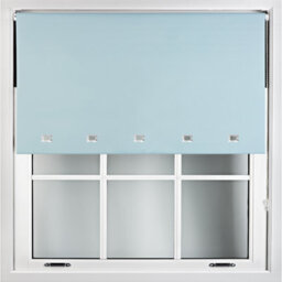 Furnished Blackout Roller Blinds With Square Eyelets And Metal Fittings- Duck Egg Blue Trimmable (W)120Cm (L)165Cm