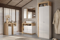 FurniComp LTD Furnicomp Lorenzo 3 Drawer White Gloss And Cadiz Oak Small Chest Of Drawers - thumbnail 3