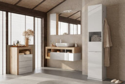 FurniComp LTD Furnicomp Lorenzo 3 Drawer White Gloss And Cadiz Oak Small Chest Of Drawers - thumbnail 2