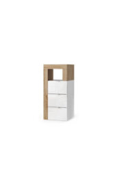 FurniComp LTD Furnicomp Lorenzo 3 Drawer White Gloss And Cadiz Oak Small Chest Of Drawers - thumbnail 1